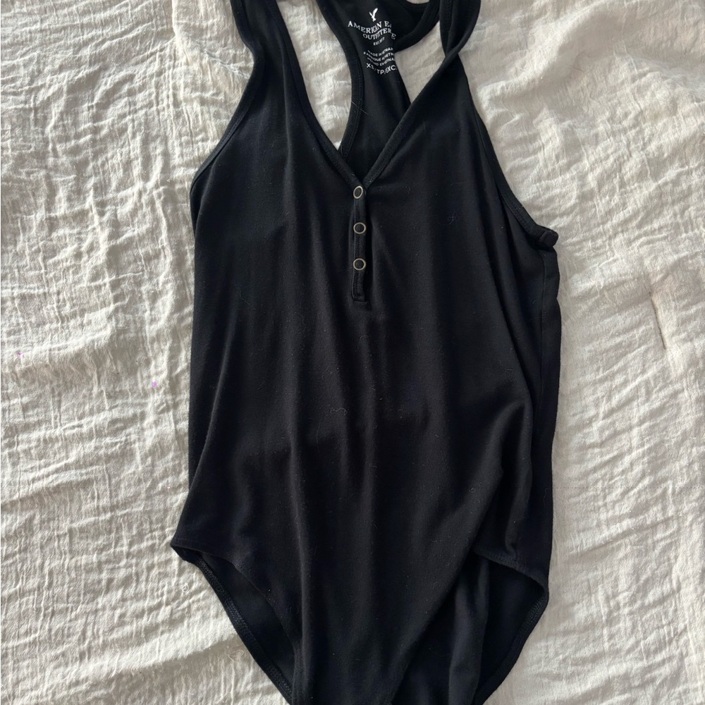 American Eagle Outfitters Black Bodysuit with Buttons
